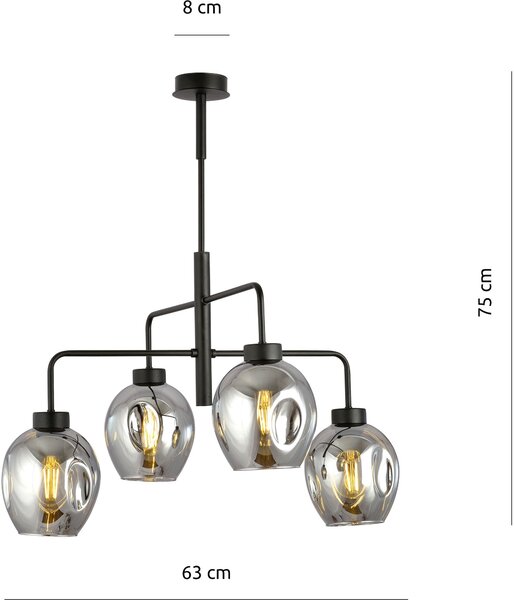 Emibig modern csillár lukka fekete grafit emi1163/4