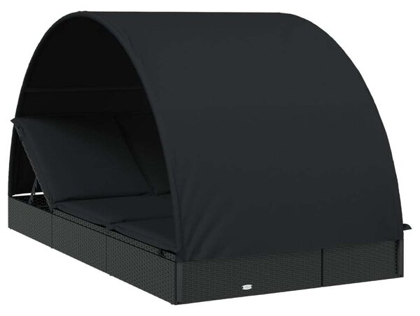 VidaXL Napozóágy - 2 Személyes - Fekete - 211x112x140cm