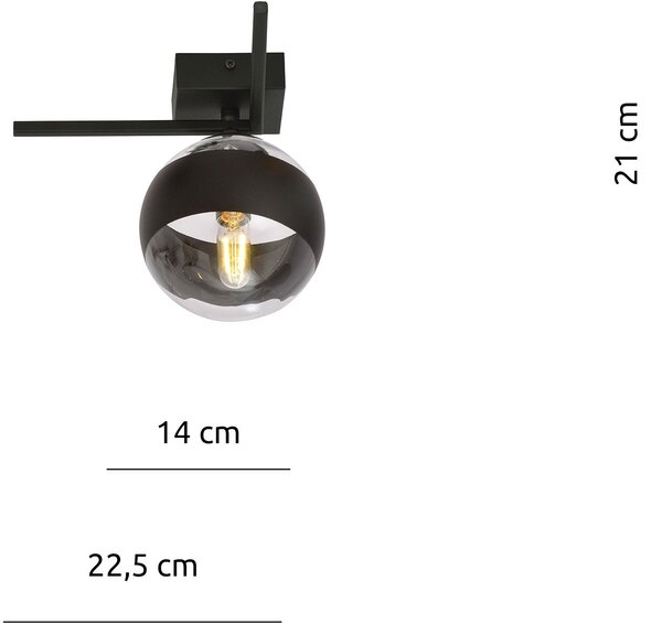 Emibig modern mennyezeti lámpa imago fekete átlátszó emi1132/1g