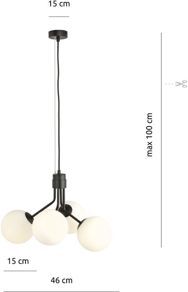 Emibig modern skandináv függeszték nova fehér fekete emi1138/4