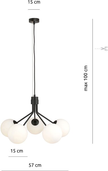 Emibig modern skandináv függeszték nova fehér fekete emi1138/5
