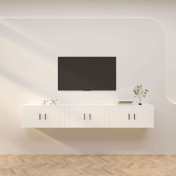 VidaXL Falra Szerelhető TV Szekrény - 3 db - Fehér - 80x34,5x40 cm