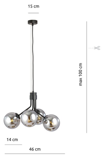 Emibig modern függeszték nova fekete grafit emi1140/4
