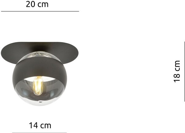 Emibig modern mennyezeti lámpa plaza fekete átlátszó emi1121/1