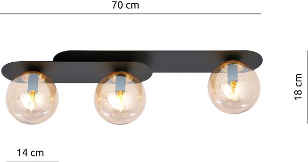 Emibig modern mennyezeti lámpa plaza fekete mézédes emi1120/3