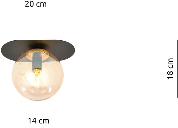 Emibig modern mennyezeti lámpa plaza fekete mézédes emi1120/1