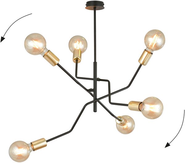 Emibig modern mennyezeti lámpa bolt fekete emi1125/6