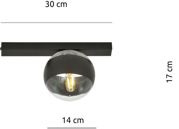 Emibig modern mennyezeti lámpa fit fekete átlátszó emi1123/1