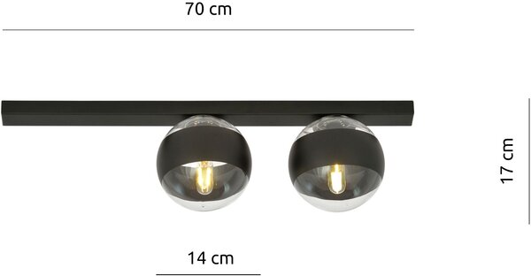 Emibig modern mennyezeti lámpa fit fekete átlátszó emi1123/2