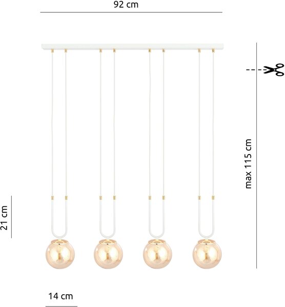 Emibig modern függeszték glam fehér mézédes emi1117/4
