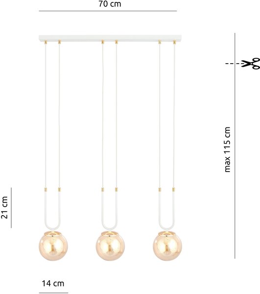 Emibig modern függeszték glam fehér mézédes emi1117/3