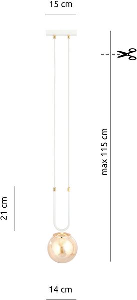 Emibig modern függeszték glam fehér mézédes emi1117/1