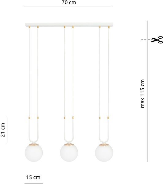 Emibig modern függeszték glam fehér emi1115/3