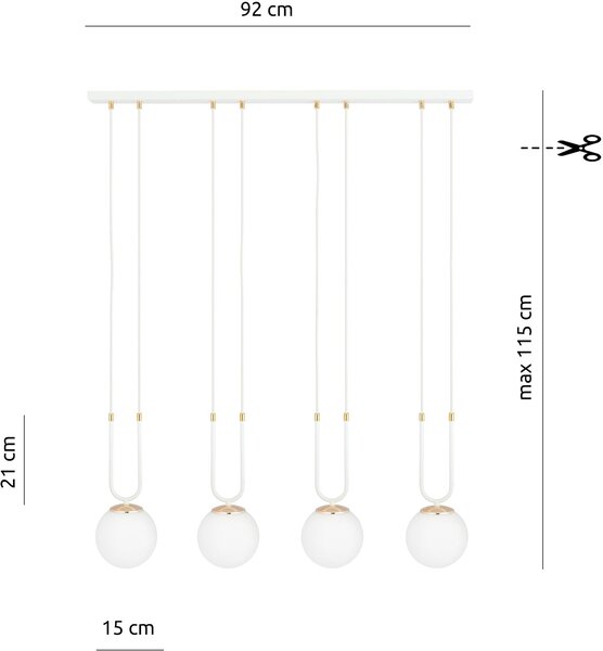 Emibig modern függeszték glam fehér emi1115/4