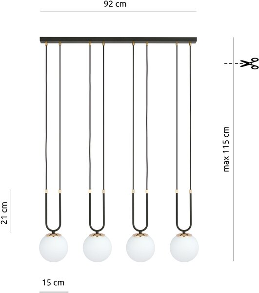 Emibig modern függeszték glam fehér fekete emi1112/4