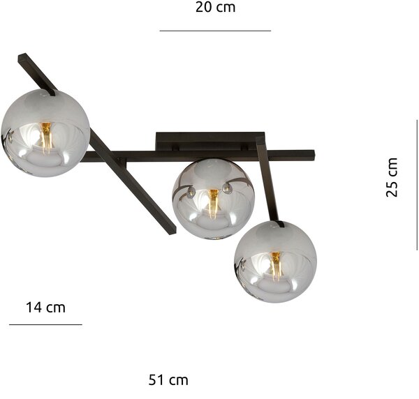 Emibig modern mennyezeti lámpa smart fekete grafit emi1104/3