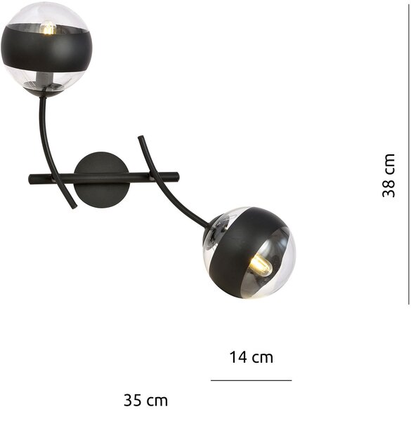 Emibig modern fali lámpa hunter fekete átlátszó emi1101/k2