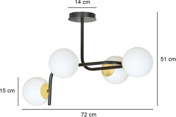 Emibig modern mennyezeti lámpa ragnar fekete emi1032/4a