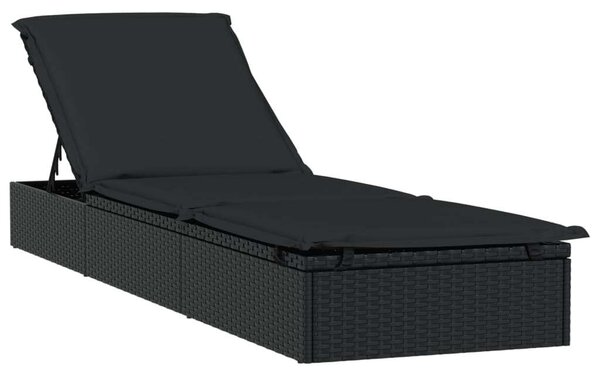 VidaXL Napozóágy - Polyrattan - Fekete - 201cm