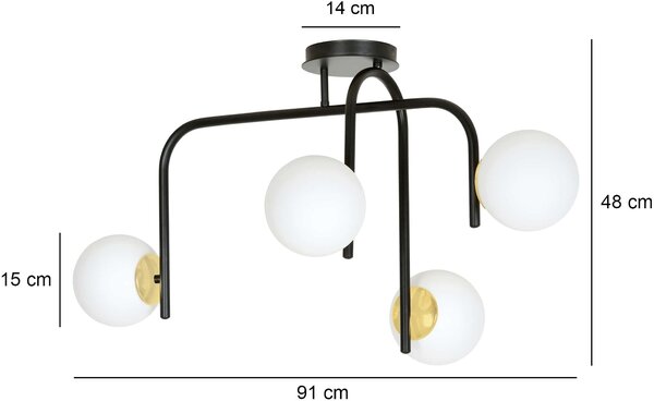 Emibig modern mennyezeti lámpa kalf fekete emi1030/4b