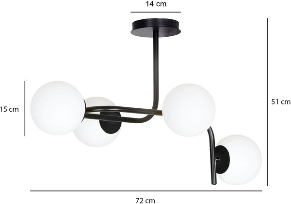 Emibig modern mennyezeti lámpa kalf fekete emi1030/4a