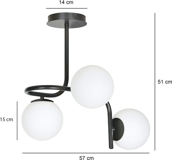 Emibig modern mennyezeti lámpa kalf fekete emi1030/3