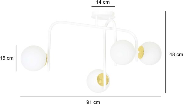 Emibig modern mennyezeti lámpa kalf fehér emi1031/4b