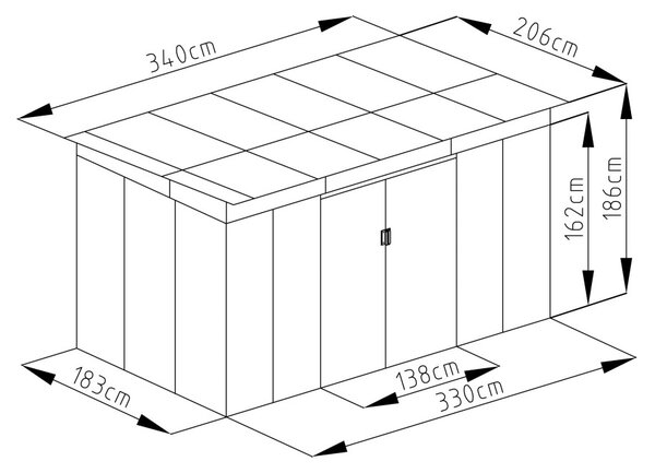 Kerti ház G21 GRAH 700 - 340 x 206 cm, metál szürke