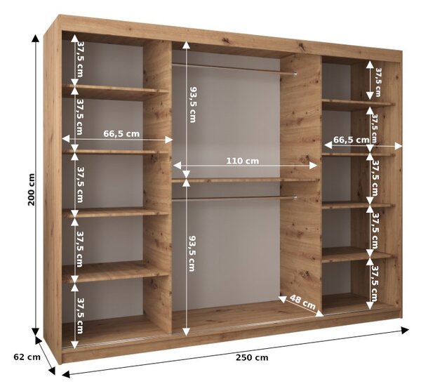 Ruhásszekrény 250 cm Toki 1 (sonoma tölgy + sonoma tölgy)