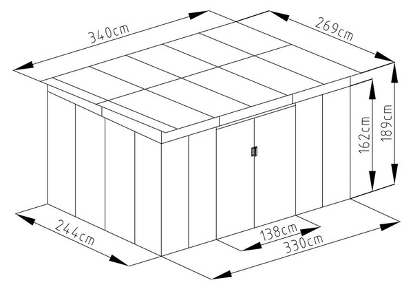 Kerti ház G21 GRAH 915 - 340 x 269 cm, metálszürke