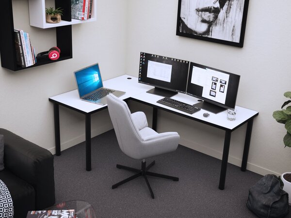 Sarok Gamer PC asztal Gamer N (fehér + fekete)