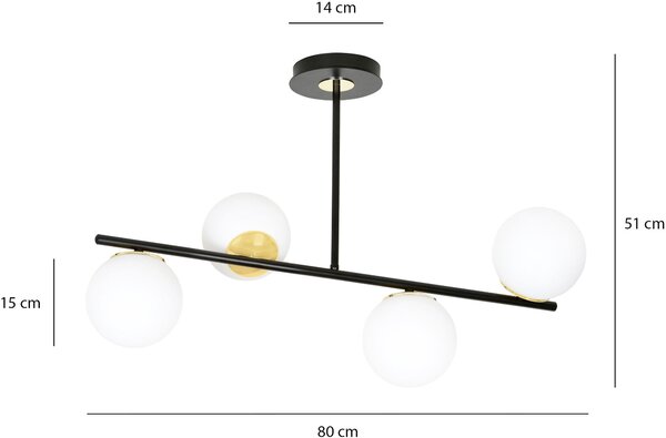Emibig modern mennyezeti lámpa floki fekete emi1022/4