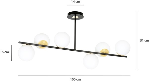 Emibig modern mennyezeti lámpa floki fekete emi1022/6