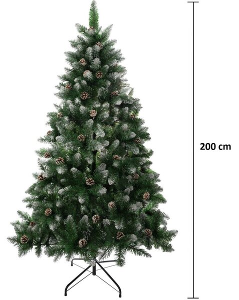 MagicHome Albero műfenyő, havas végek, tobozokkal, 210 cm