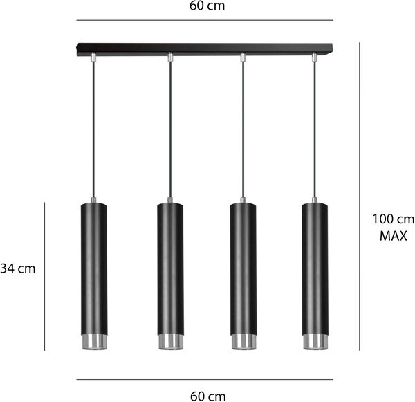 Emibig modern függeszték kibo króm fekete emi643/4