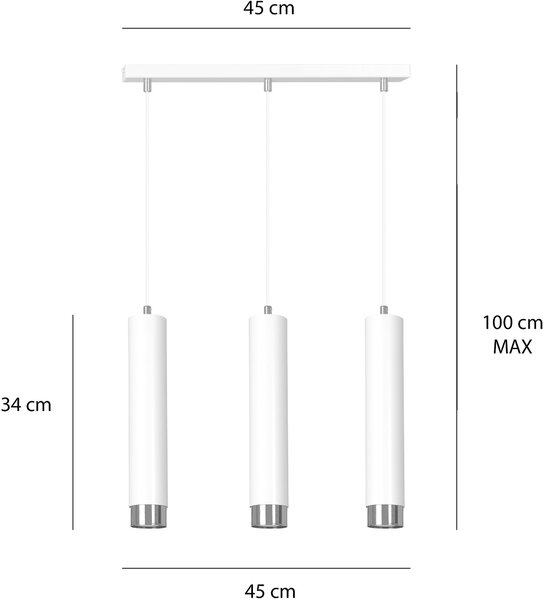 Emibig modern függeszték kibo fehér króm emi641/3