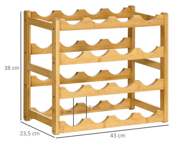 Bambusz borállvány 16 palack, 43x23,5x38cm