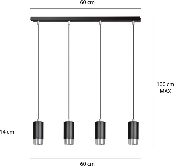 Emibig modern függeszték fumiko króm fekete emi816/4