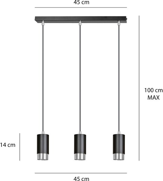Emibig modern függeszték fumiko króm fekete emi816/3