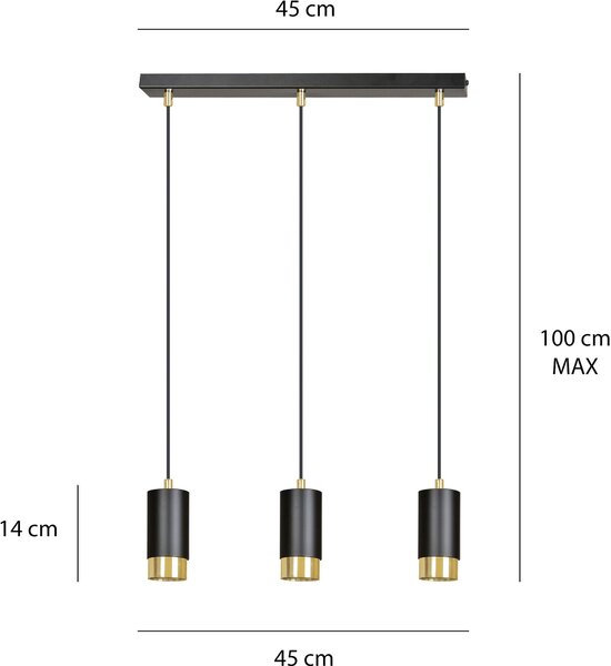 Emibig modern függeszték fumiko fekete arany emi817/3