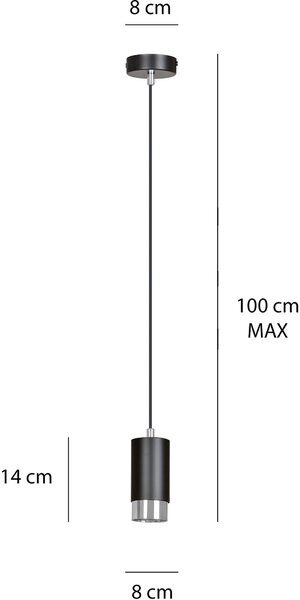 Emibig modern függeszték fumiko króm fekete emi816/1