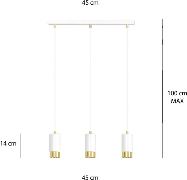 Emibig modern függeszték fumiko fehér arany emi815/3