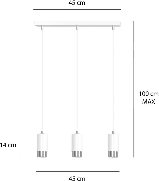 Emibig modern függeszték fumiko fehér króm emi814/3