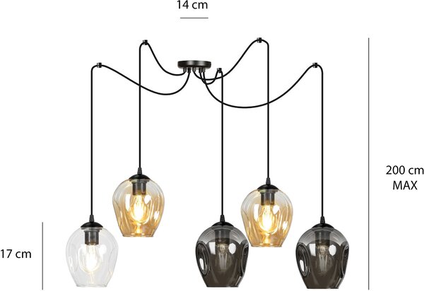 Emibig modern függeszték level fekete emi759/5
