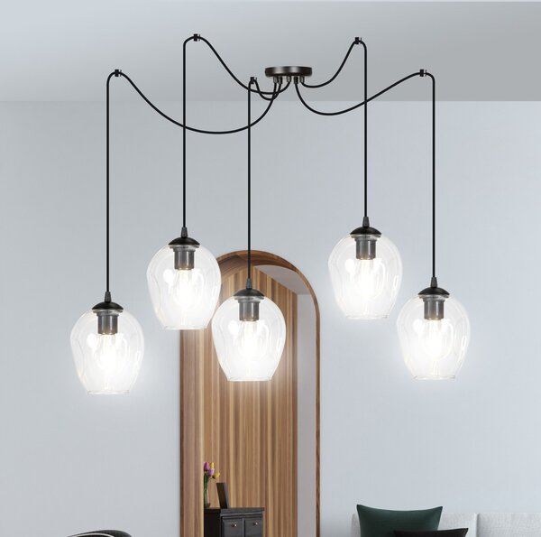 Emibig modern függeszték level fekete átlátszó emi756/5
