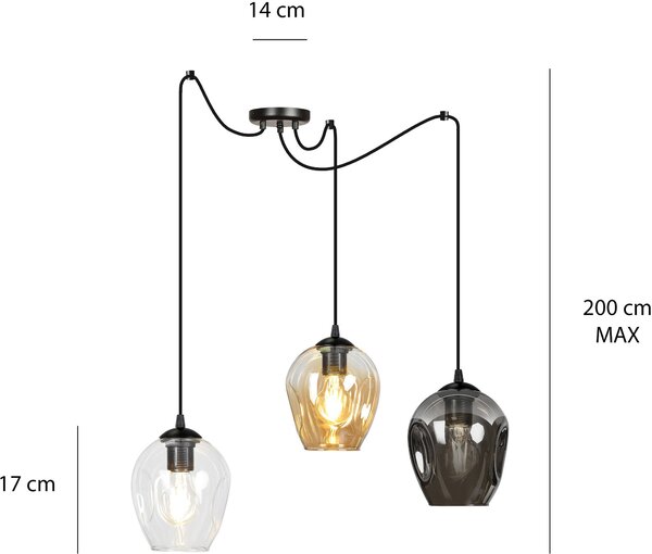 Emibig modern függeszték level fekete emi759/3
