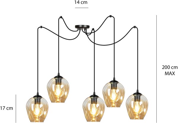 Emibig modern függeszték level borostyán fekete emi758/5