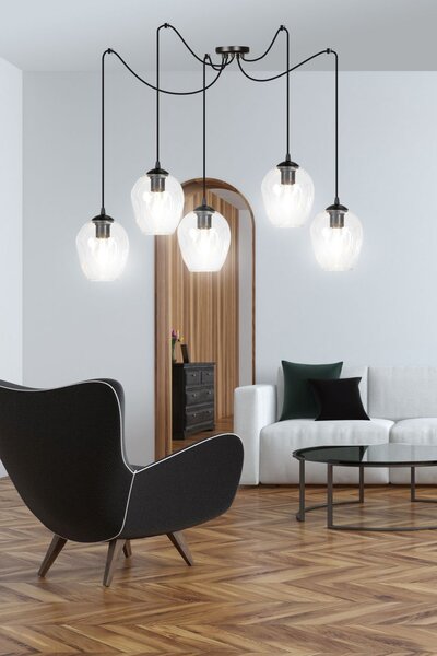 Emibig modern függeszték level fekete átlátszó emi756/5