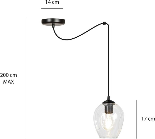 Emibig modern függeszték level fekete átlátszó emi756/1