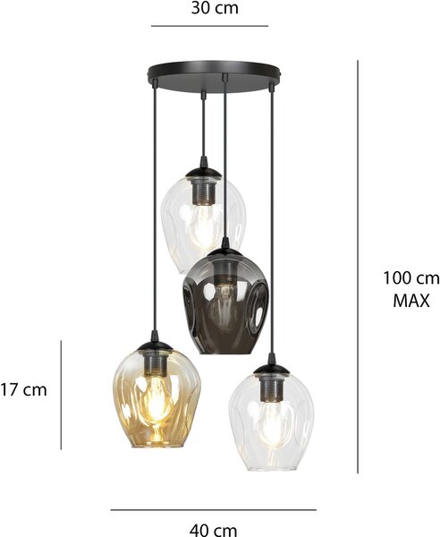 Emibig modern függeszték istar fekete emi682/4prem